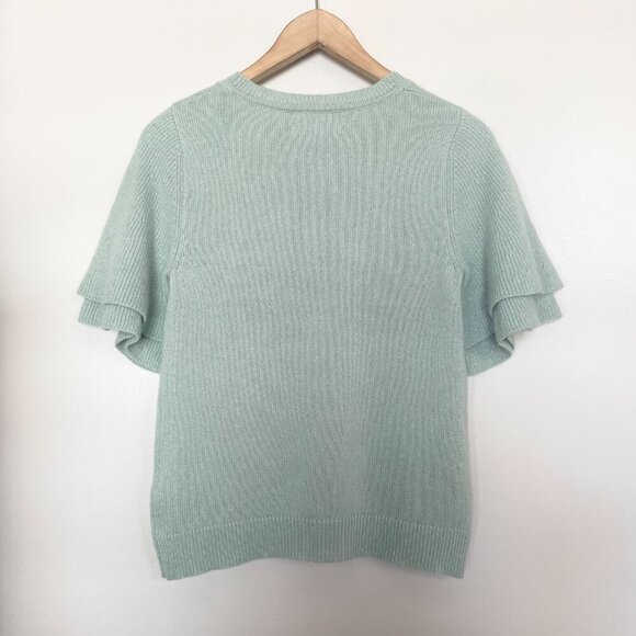Banana Republic 100% Cashmere Layered Flutter Sleeve Sweater Size XS - Picture 2 of 8